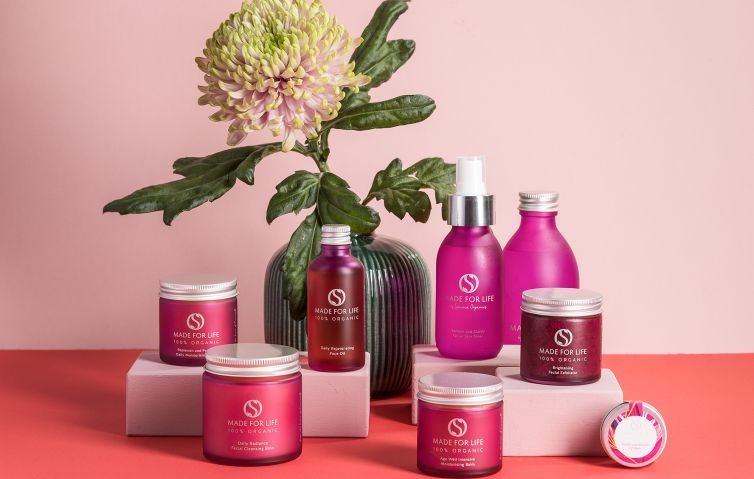 Beauty products photographed ona punk studio backdrop photographed by a commercial photograhper in Cornwall