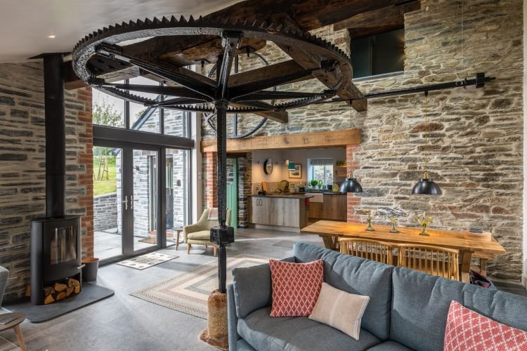 A restored mill converion 's sitting room.