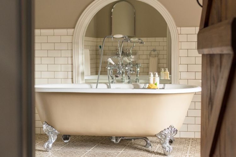 A vintage style bath in a luxury boutique B&B in Cornwall.